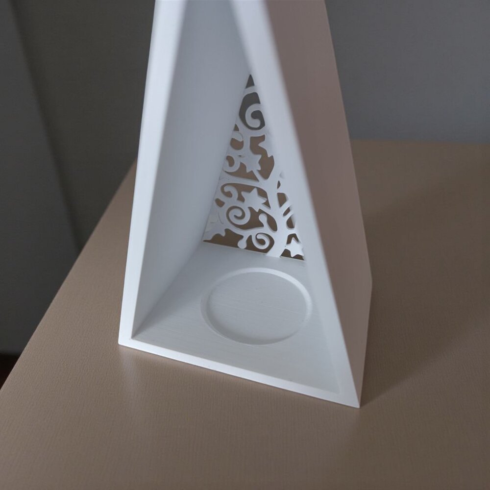 Pyramid Christmas Tree Lantern Tealight Holder w/Tealight LED Candle Multi-Color - Picture 9 of 14